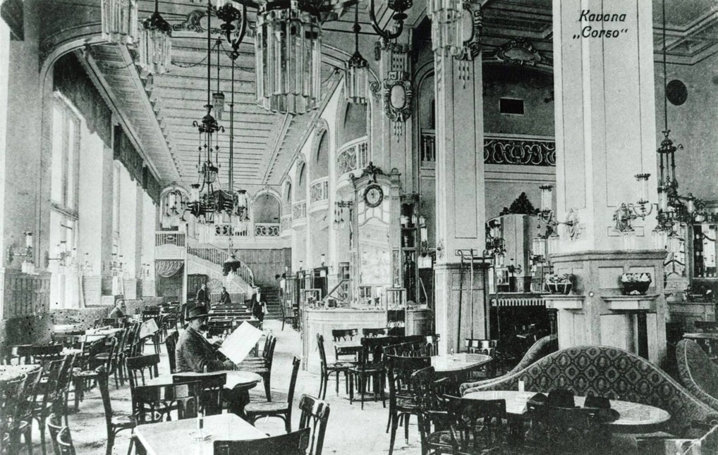 Kavana »Corso« 1915. godine, povijesni interijer (Foto Muzej Grada Zagreba)